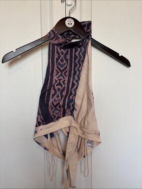 Urban Outfitters Tie-Dye Halter Top in Navy & Blush